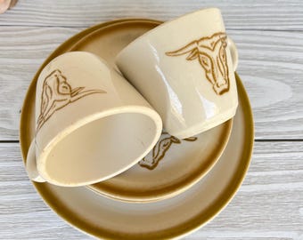 Set of 4 Vintage Shenango China restaurant china chunky plates bread dessert dish with gold Fleur de lis 6.5