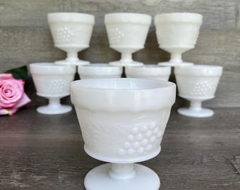 MILCHGLAS Sherbet Tassen, Dessert Tassen, Vintage 1960er Jahre Anchor Hocking Milchglas Tassen, Milchglas Tassen, einzeln verkauft