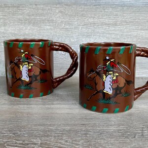 VANDOR AMERICAN FRONTIER Ceramic Mug, Vintage 1992 Cup, Cowboy Riding Horse  and Steer Head Graphics, Rope Shaped Handle, Western Cowboy Mugs - Etsy