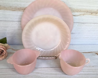 Pink Swirl Fire King Dishes - Etsy