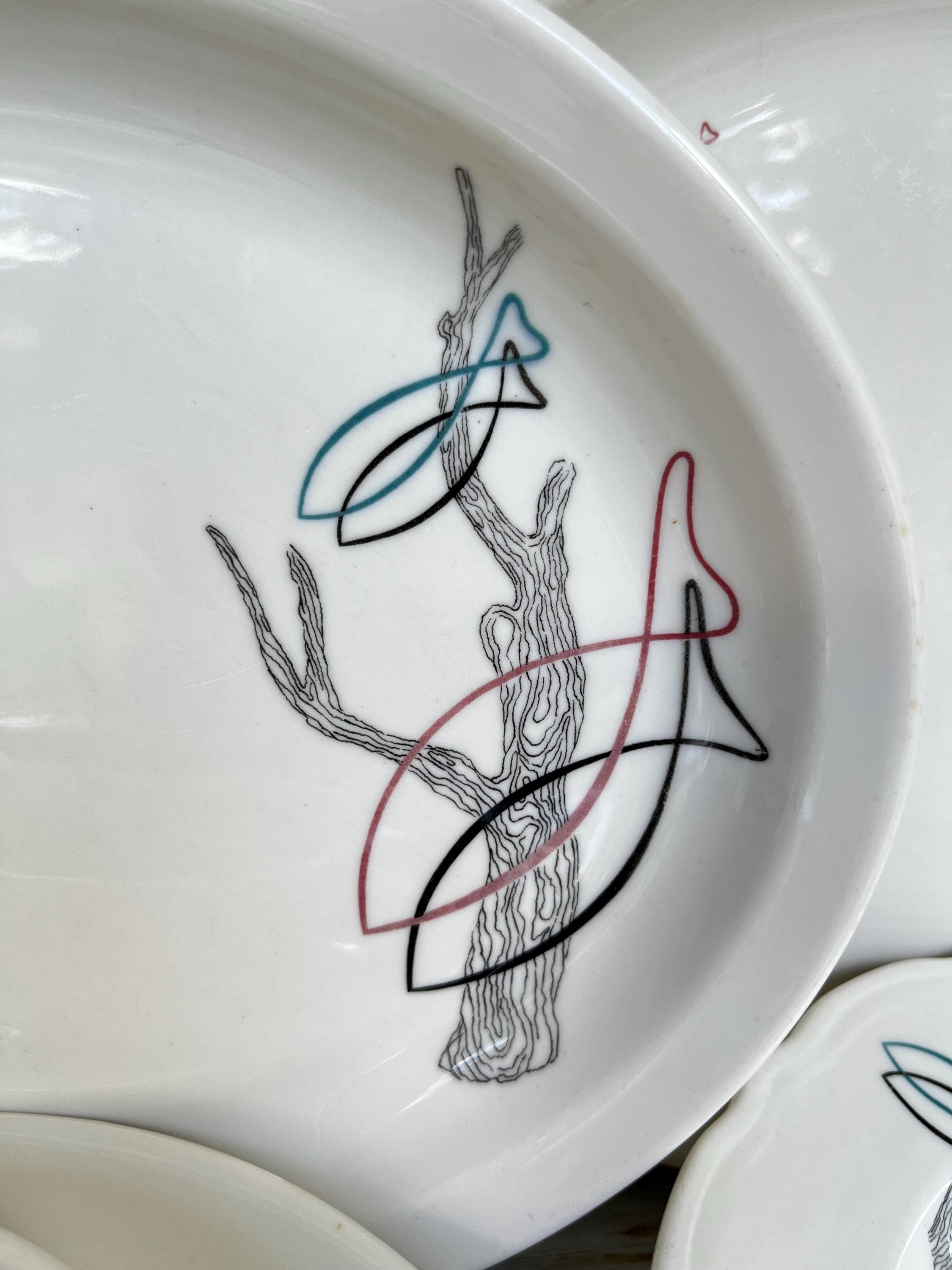Vintage Syracuse China Dinnerware: Atomic Fish & Driftwood