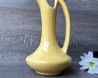 NILOAK POTTERY EWER / Vase, 1930&#39;s -1950&#39;s Vintage Pottery, Fine Art Ceramics, Niloak Mark, Popular Bright Yellow Color, 6.75 inch tall