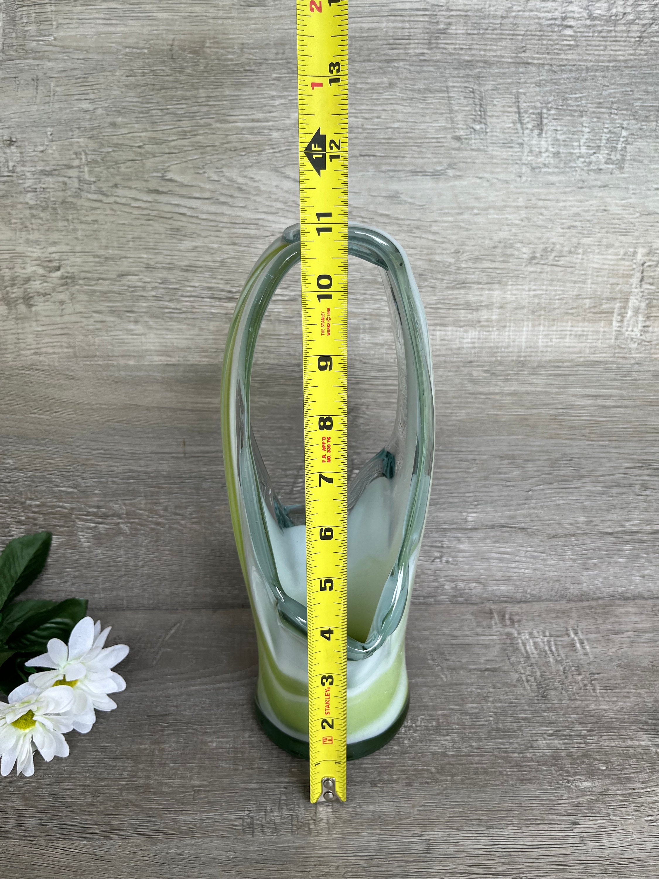 Vase En Verre Soufflé à La Main, Tourbillon Blanc Et Gris, Fait Main, Super Lourd, 20 Cm De Haut, Déco Intérieure Unique