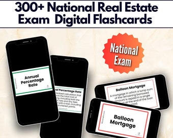 Flashcards pour l'examen de l'immobilier : plus de 300 termes nationaux (téléchargement numérique)