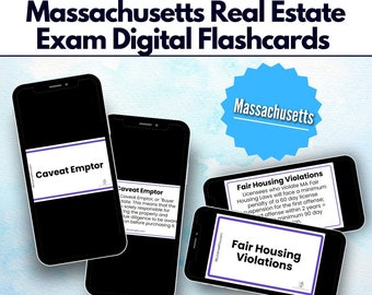 Massachusetts Real Estate Flashcards DIGITAL, Flashcards for the Real Estate Exam Massachusetts