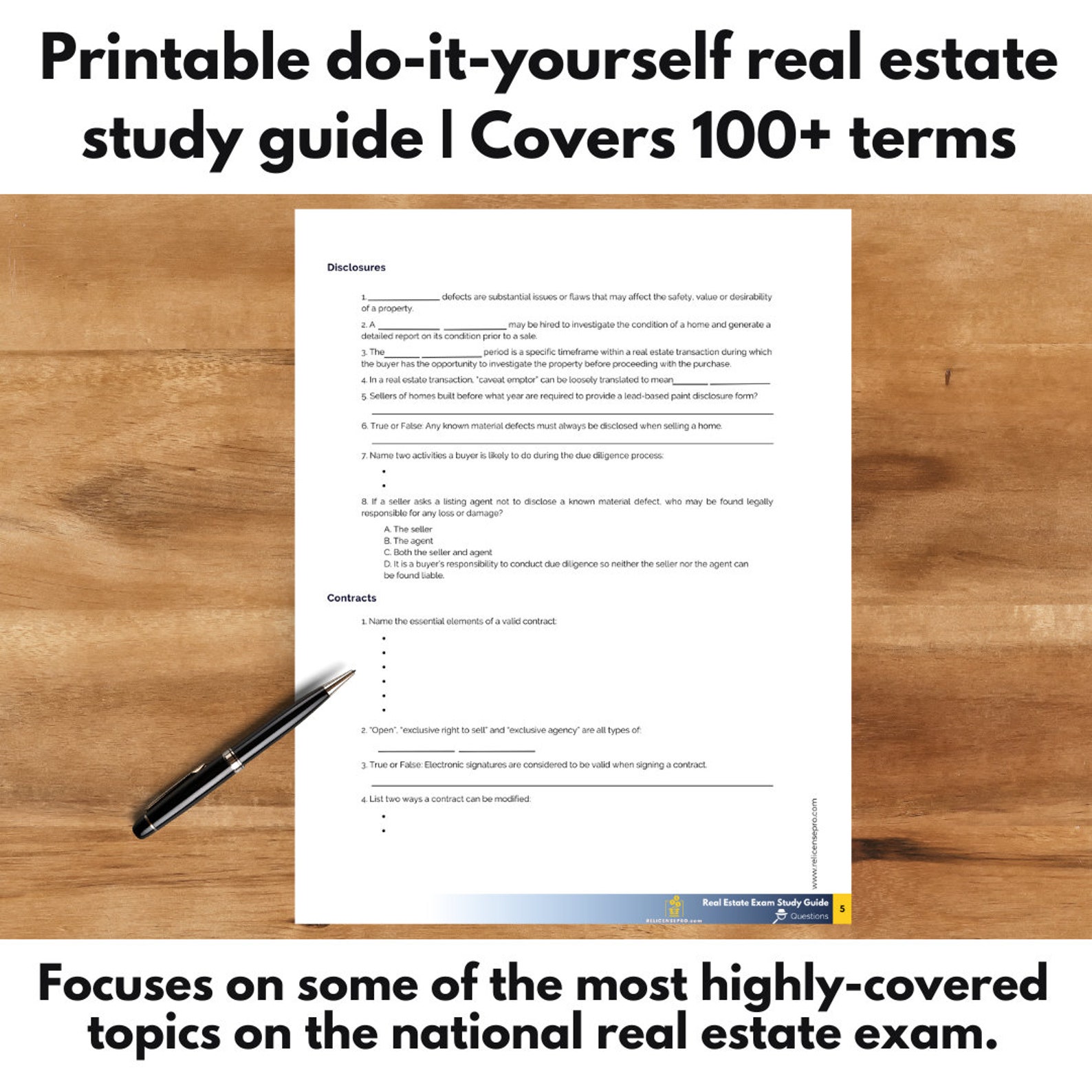 Real Estate Exam Prep Real Estate Study Guide Buildyourown Printable