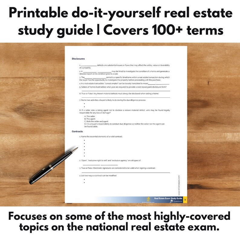 Real Estate Exam Prep Real Estate Study Guide Buildyourown Printable