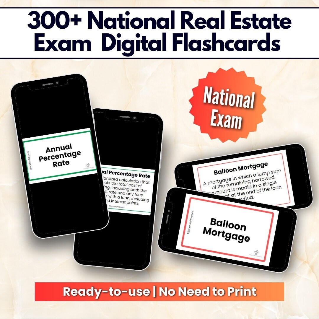 Real Estate Flashcards, DIGITAL Real Estate Exam Flashcards National