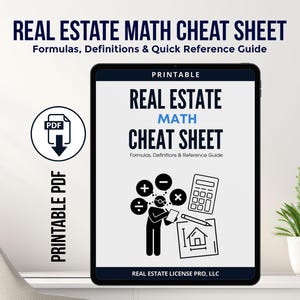 Formule matematiche immobiliari, foglio di calcolo per esami immobiliari, preparazione stampabile per esami immobiliari