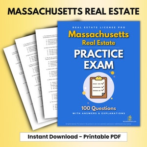 Esame immobiliare del Massachusetts: 100 domande pratiche, download immediato di PDF pronto per la stampa