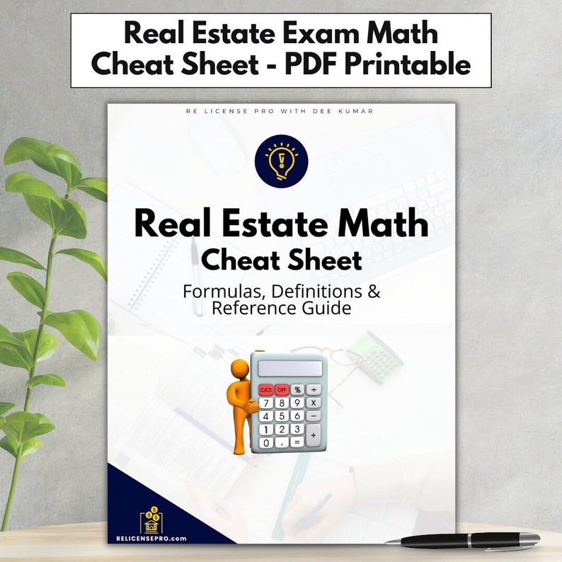 Real Estate Math Cheat Sheet Digital Download Real Estate Etsy