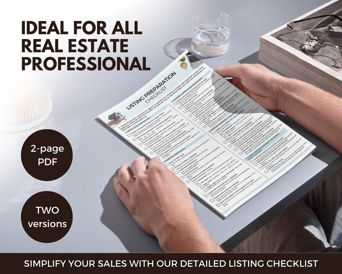 Real Estate Listing Preparation Checklist: Editable Agent Training (PDF ...