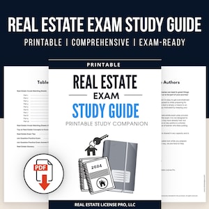 Guida allo studio immobiliare, più schede stampabili immobiliari - Guida allo studio completa per l'esame immobiliare / PDF scaricabile immediatamente