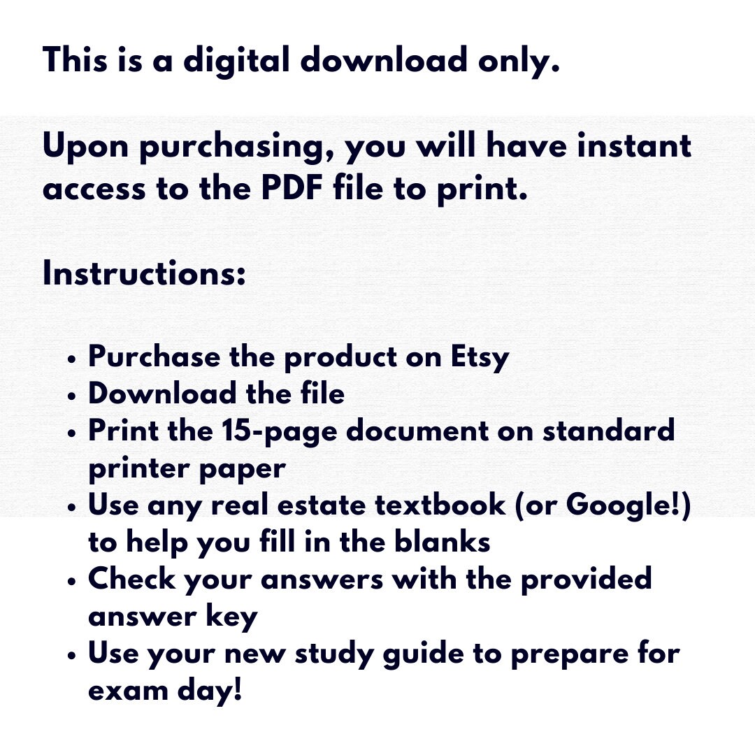 Real Estate Exam Prep Real Estate Study Guide Buildyourown Printable