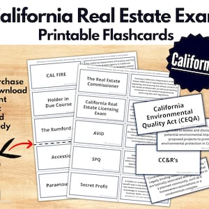 Flashcard STAMPABILI per California Real Estate, Flashcard per la versione stampabile PDF dell'esame immobiliare della California