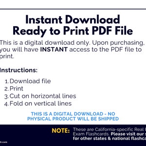 California Real Estate PRINTABLE Flashcards, Flashcards for the ...