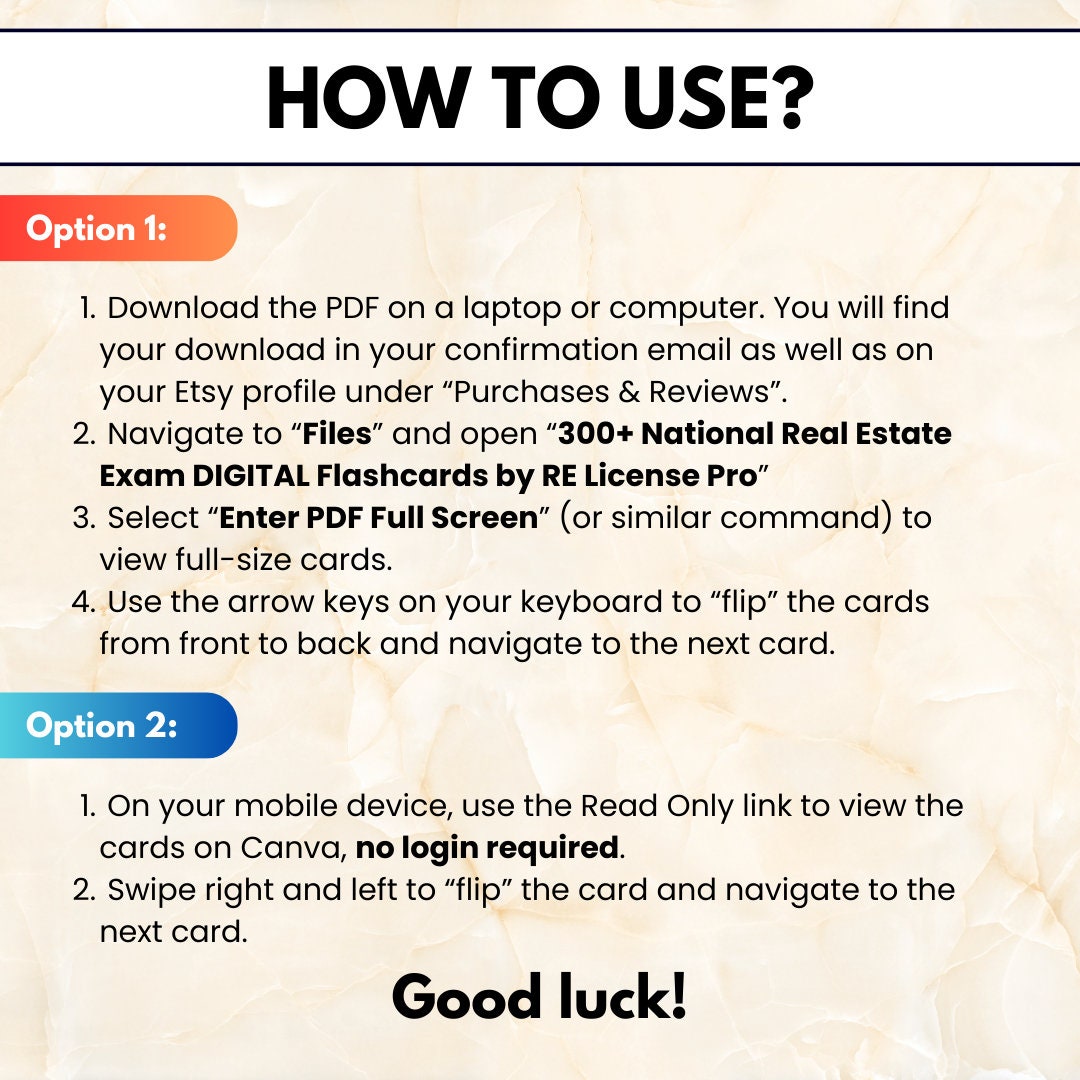 Real Estate Flashcards, DIGITAL Real Estate Exam Flashcards National