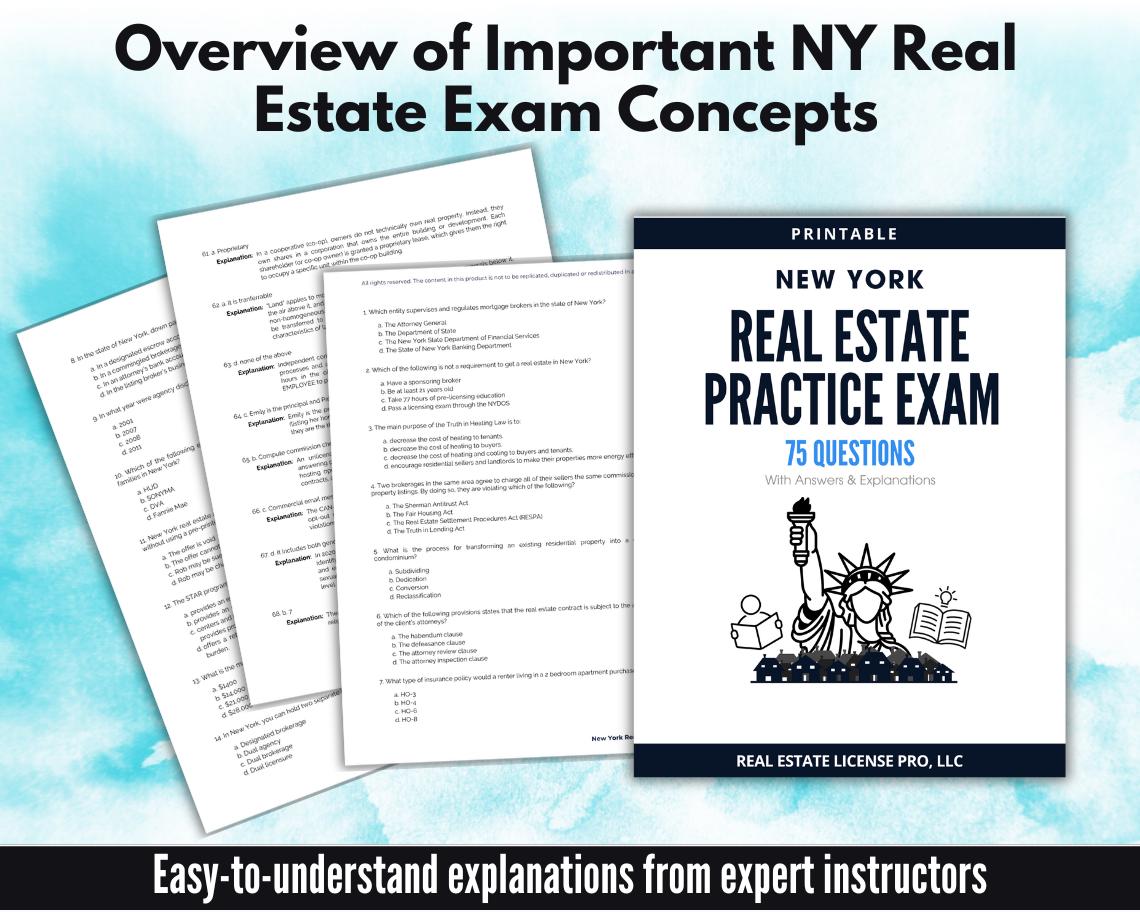 NY Real Estate Exam: 75 Practice Questions (PDF Download) - Etsy