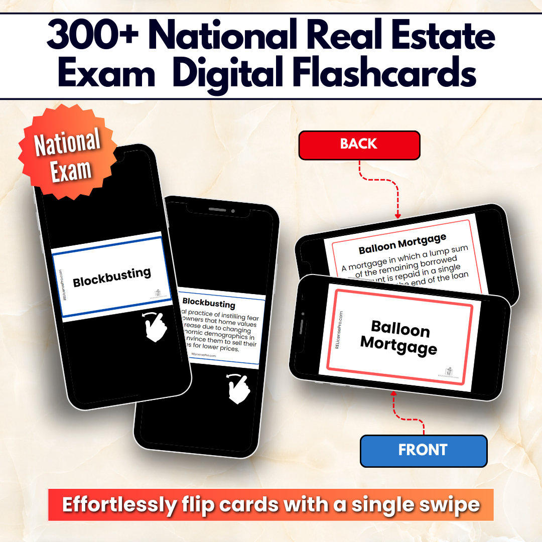 Real Estate Flashcards, DIGITAL Real Estate Exam Flashcards National