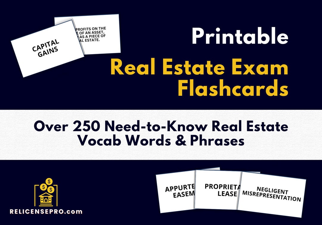 Printable Real Estate Exam Flashcards Over 250 Real Estate Etsy