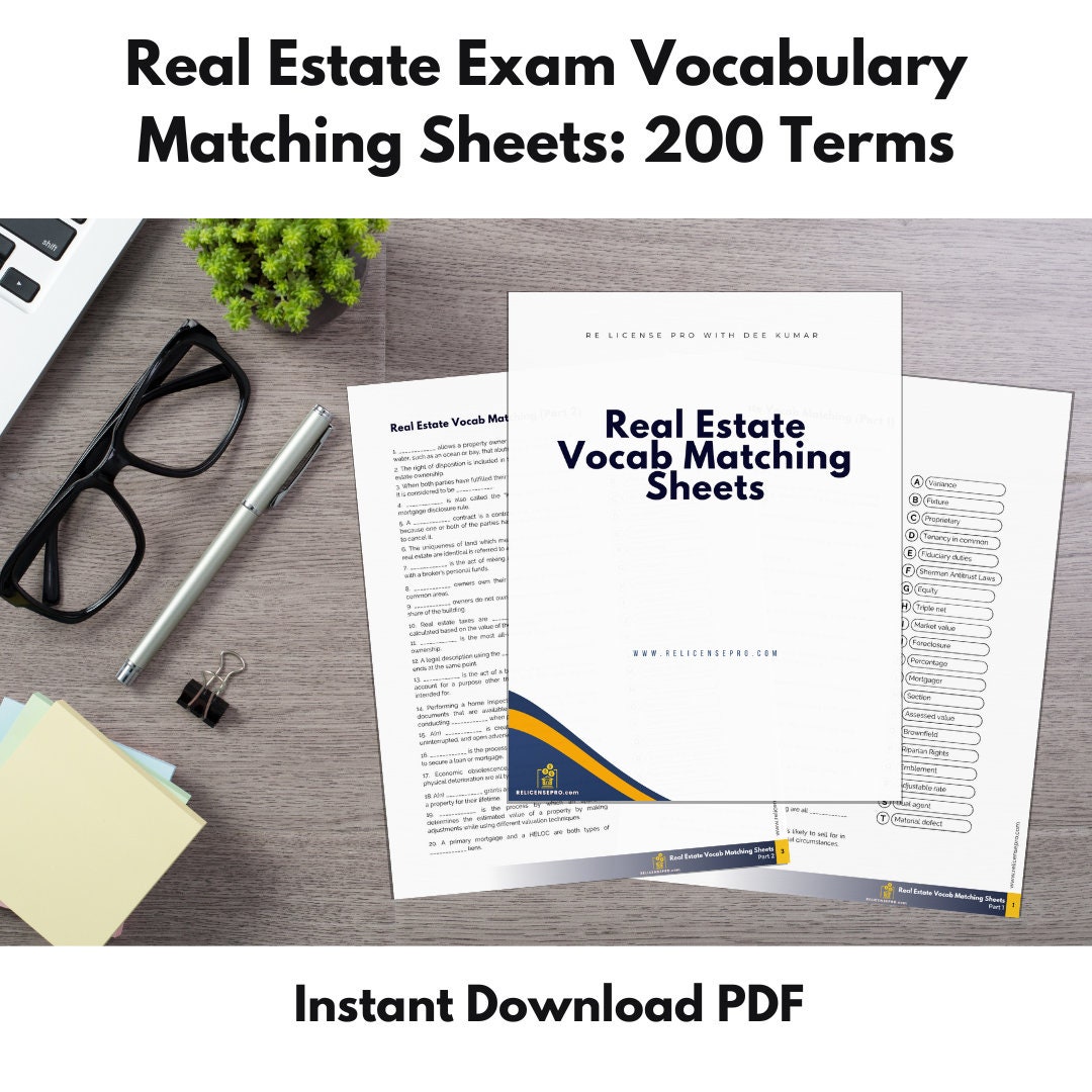 Real Estate Exam Study Guide Real Estate Exam Prep Printable Real Estate Exam Review Packet