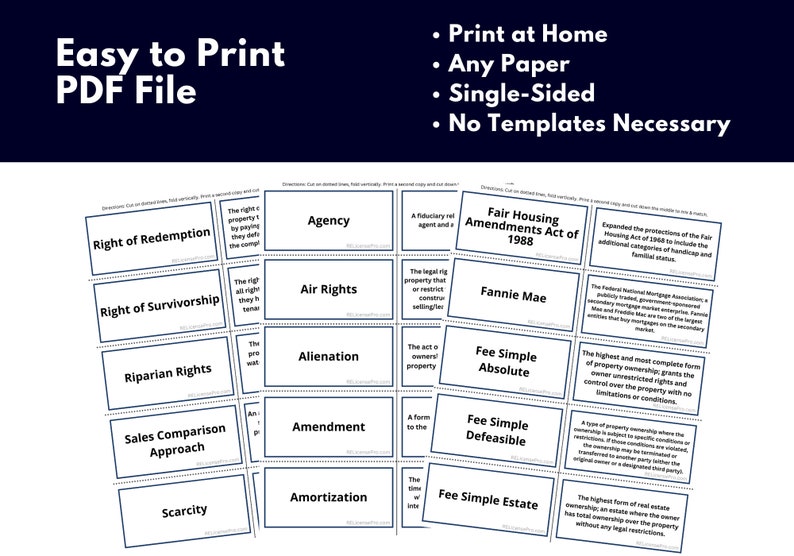 Over 300 real estate exam flashcards delivered as a PDF file