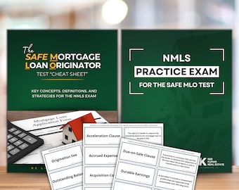 Bundle de guides d'étude à l'examen NMLS : préparation au test MLO, cartes mémoire NMLS, questions pratiques et aide-mémoire