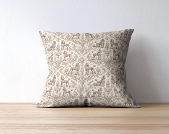 Cojín decorativo de razas de perros (caniche, pastor alemán, beagle, braco alemán) de 30 x 30 cm, doble cara.