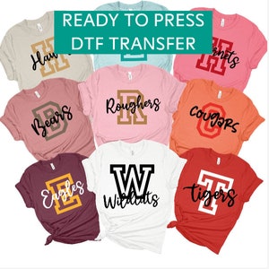 Ready to Press DTF Transfer Custom School Mascot Shirts, Teacher Team Shirts, Personalized School Mascot    SA048