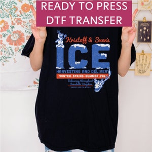 Frozen Kristoff Sven&#39;s Ice Harvesting And Delivery Dtf, Family Matching Vacation Dtf, Ready To Press Dtf Transfer,Heat Press, SA800