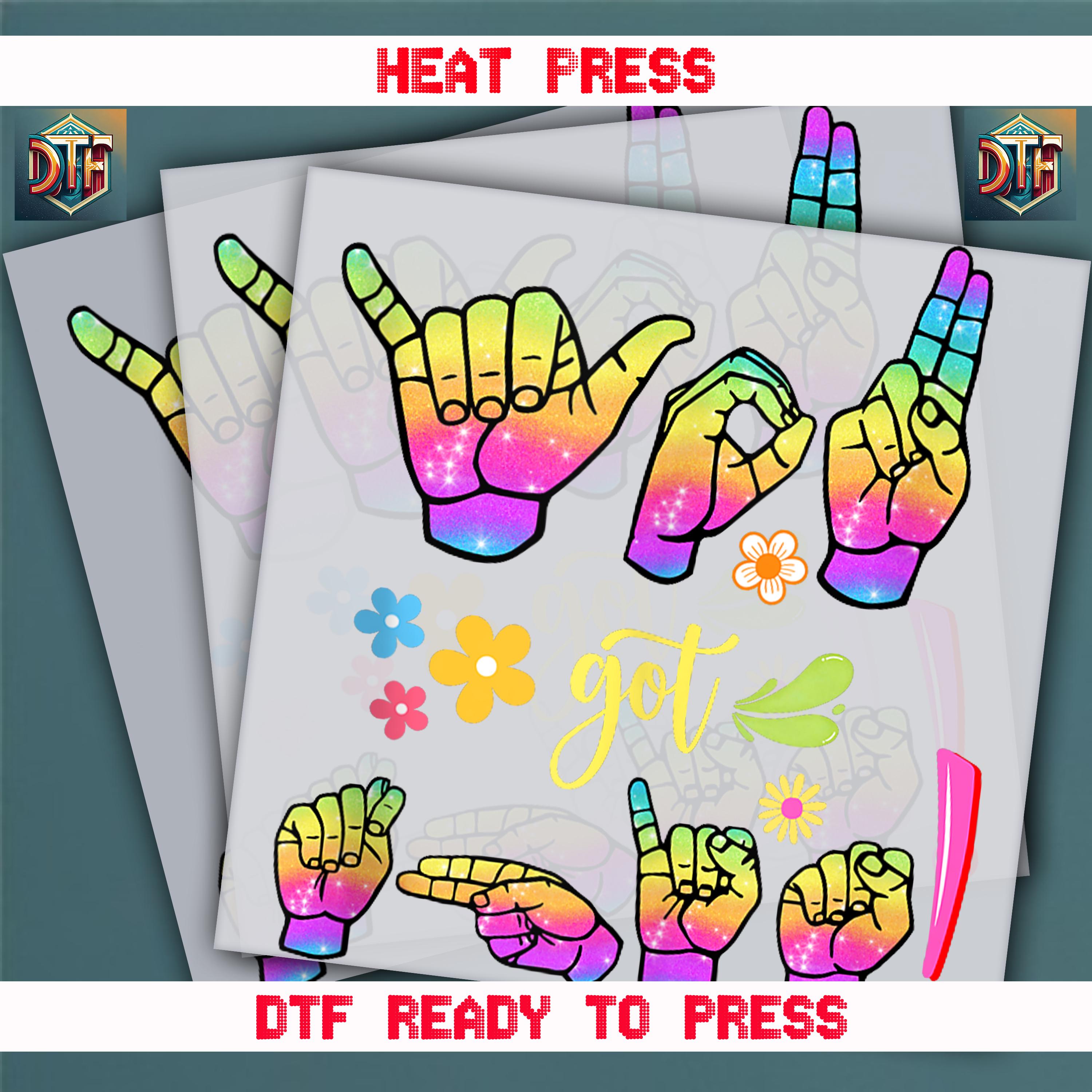 ASL Love Hands Rainbow DTF Transfer | American Sign Language Shirt ...