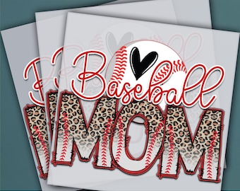 Baseball Mom DTF Transfer – Funny Sports Mama Shirt Design – Ready to Press Heat Transfer for Baseball Moms and Fans