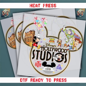 Disney Hollywood Studios, Disney Mickey Design, Ready to Press DTF Transfer, Iron on Decal, Direct to Film Transfer, Disney DTF