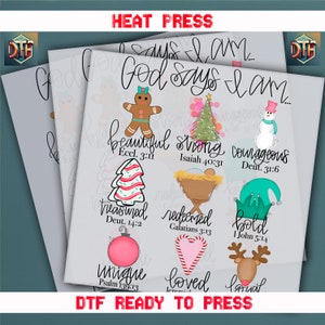 God Says , Ready to Press DTF Transfer, Iron on Decal, Direct to Film Transfer, Christmas DTF