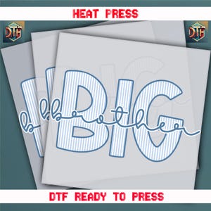 Big Brother Design, Brother Design Family Shirt, Ready to Press DTF Transfer, Iron on Decal, Direct to Film Transfer