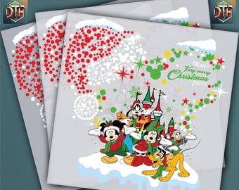Mickey Christmas, Disney Christmas Ready to Press DTF Transfer, Iron on Decal, Direct to Film Transfer, Christmas DTF
