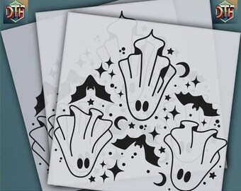 Ghost, Halloween Design, Ready to Press DTF Transfer, Iron on Decal, Direct to Film Transfer, Halloween DTF