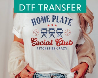 Home Plate Social Club Dtf, Baseball Design, Ready to Press DTF Transfer, Iron on Decal, Direct to Film Transfer,SA833