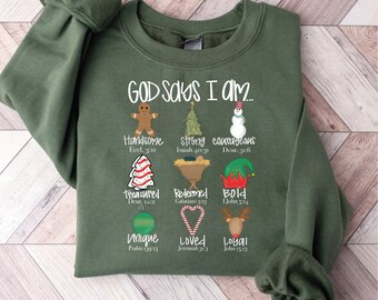 God Says I Am Christmas, Xmas Dtf, Christian Christmas Design, Christian Bible Dtf, Jesus Christmas Design, Holiday Hoodie, SA425