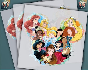 Disney Princess, Disney Princess DesignDisney Design, Ready to Press DTF Transfer, Iron on Decal, Direct to Film Transfer, Disney DTF