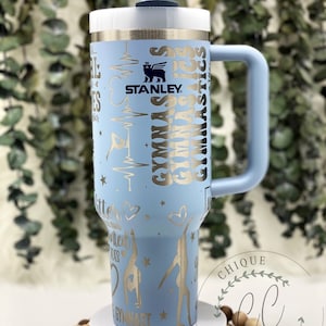Laser Engraved Gymnastics Tumbler With Handle, Lid, & Straw