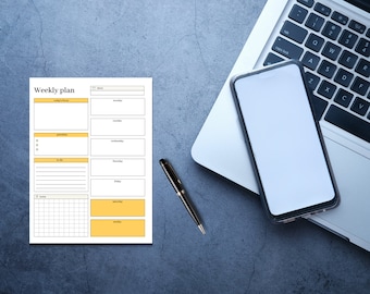 Yellow Weekly Planner Bundle | Printable Planner | Digital Download | PDF Print | Cute Weekly Calendar With To Do List