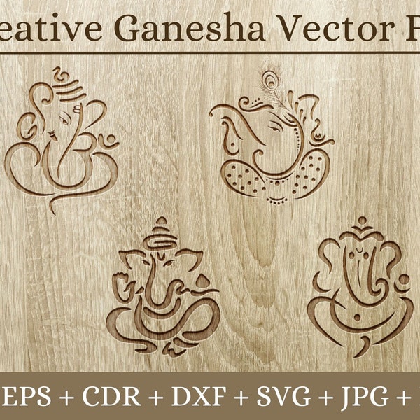 Laser cut creative ganesha vector for design file wall decor, Hall decor, cnc cutting, wood engraving, embossing and much more...