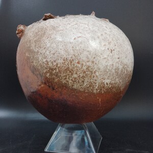 Large architectural stoneware ball vase signed Jacques Laroussinie La Borne Lerat