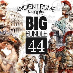 BIG BUNDLE Conjunto de imágenes prediseñadas del pueblo romano antiguo - Gladiadores, estatuas, amantes y niños para álbumes de recortes, diarios basura y manualidades de papel
