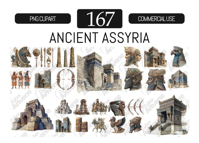MEGA BUNDLE Ancient Assyria Clipart Set - Mesopotamia, Royal Reliefs ...