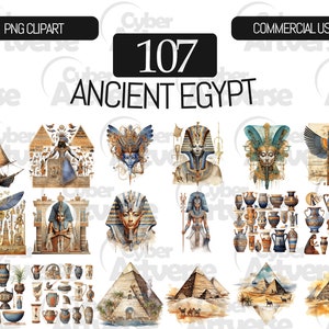 Ancient Egypt Watercolor Clipart Set: Pyramids, Pharaohs (107 PNG Files ...