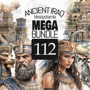 MEGA BUNDLE Mesopotamia Watercolor Clipart Set - Ancient Iraq, Babylon, Leaders, Culture for Scrapbooking, Junk Journaling, and Paper Crafts