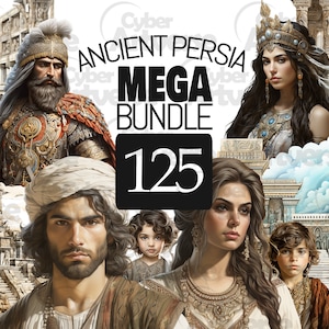 MEGA BUNDLE Conjunto de imágenes prediseñadas de acuarela de la antigua Persia - Partos, Sasánidas y alfombras persas para álbumes de recortes, diarios basura y artesanías de papel