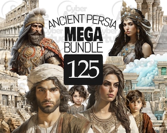 Ancient Persia Watercolor Clipart Set: Mega Bundle (PNG Digital Files)